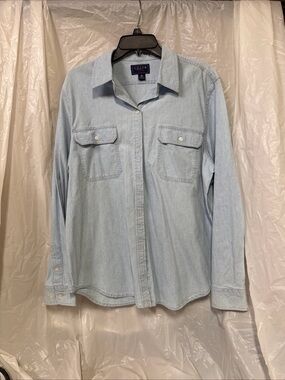 Chaps Light Blue Denim Button-Down Shirt Womens XL
